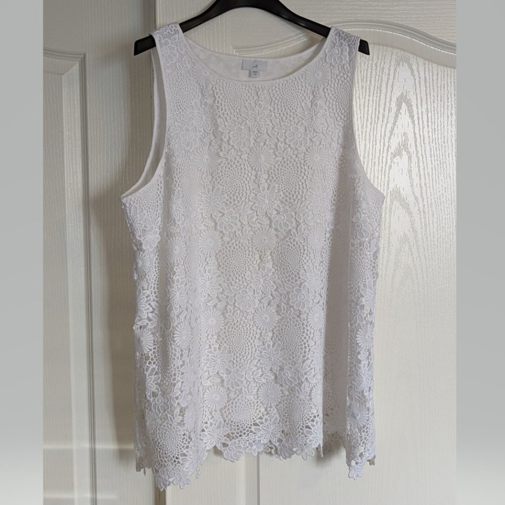J. Jill white knit patterned lace tank top **XL tall size**
